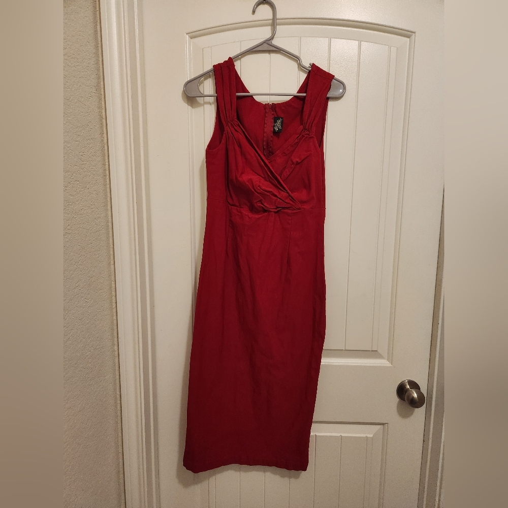 RockSteady Scarlet Wrap-Style Midi Dress